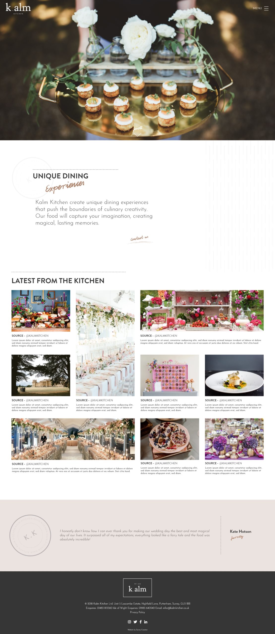 Wedding Catering Website By Surrey Creative